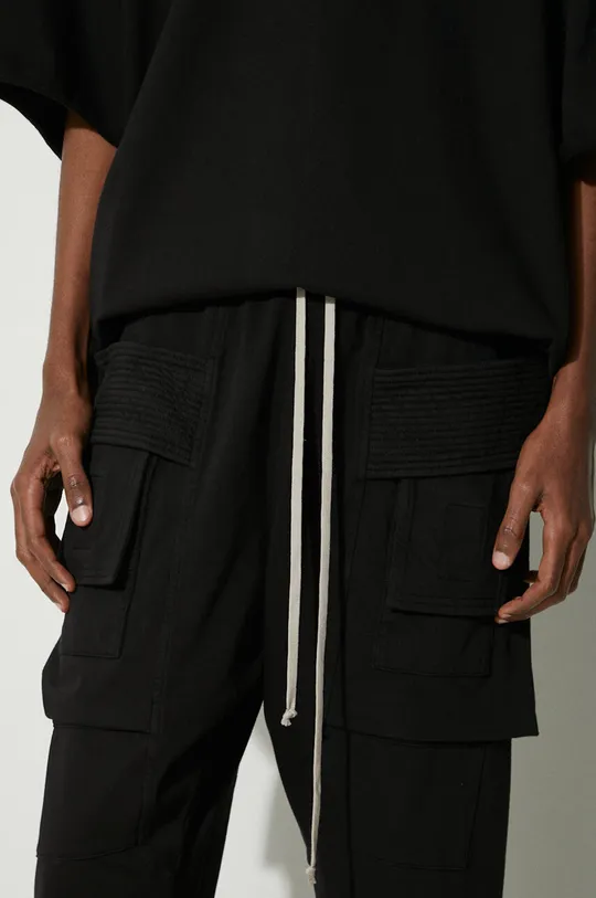 black Rick Owens cotton trousers Knit Pants Creatch Cargo Drawstring