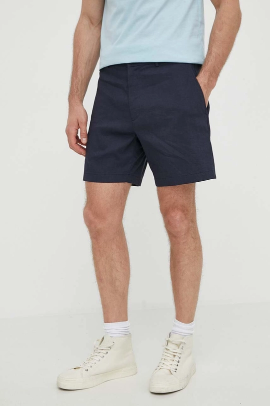 blu navy Theory pantaloncini in lino Uomo