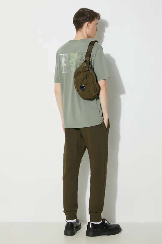 C.P. Company spodnie dresowe bawełniane Diagonal Raised Fleece zielony