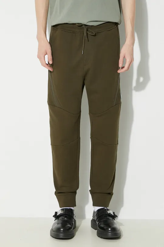 zielony C.P. Company spodnie dresowe bawełniane Diagonal Raised Fleece