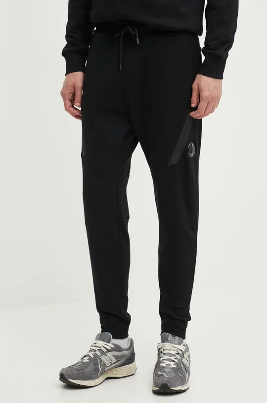 czarny C.P. Company spodnie dresowe bawełniane Diagonal Raised Fleece Męski