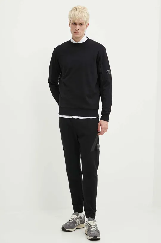 C.P. Company pantaloni da jogging in cotone Diagonal Raised Fleece nero
