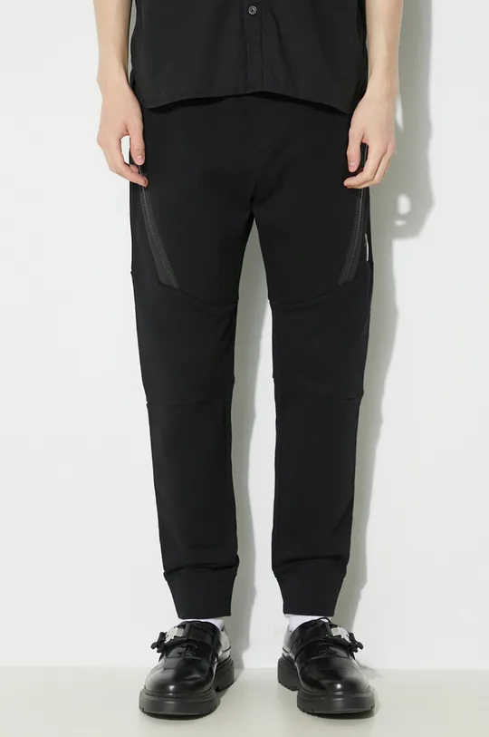 czarny C.P. Company spodnie dresowe bawełniane Diagonal Raised Fleece