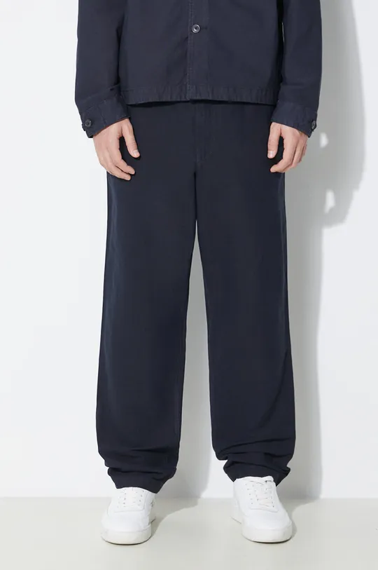 navy Norse Projects linen blend trousers Ezra Relaxed Cotton Linen Men’s