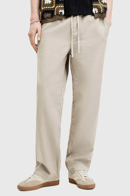 AllSaints pantaloni in lino misto HANBURY TROUSERS beige