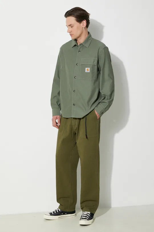 Gramicci cotton trousers Loose Tapered Ridge Pant green