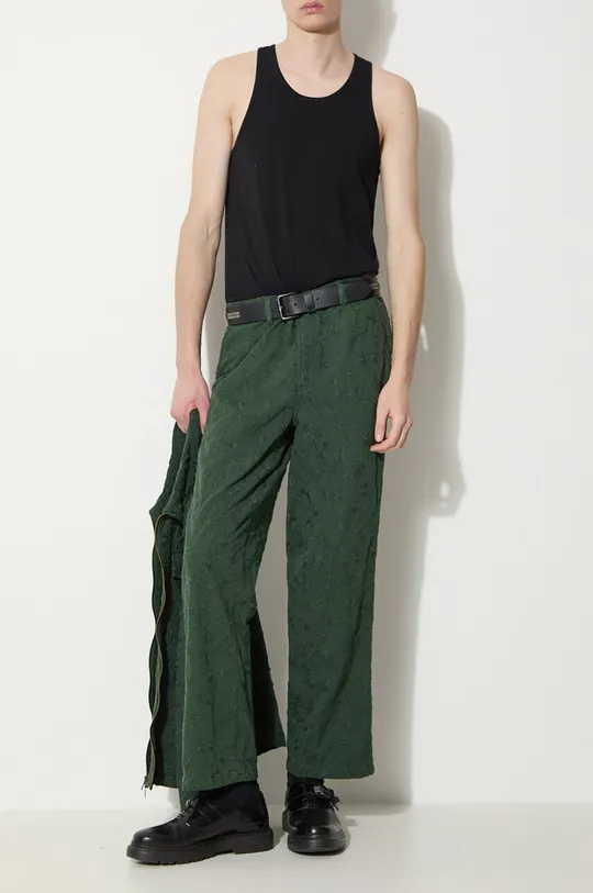 зелёный Хлопковые брюки Corridor Floral Embroidered Trouser Мужской