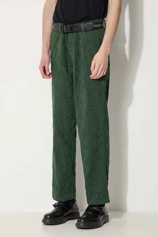 zielony Corridor spodnie bawełniane Floral Embroidered Trouser