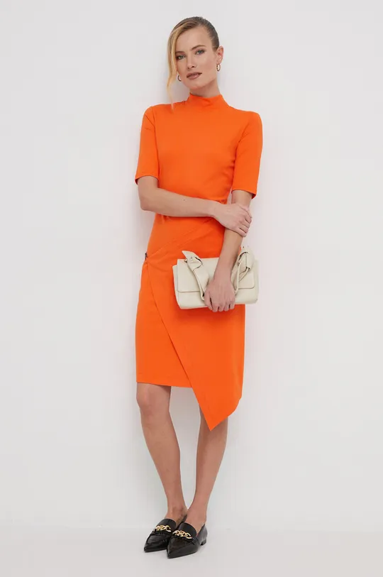 Obleka Calvin Klein oranžna