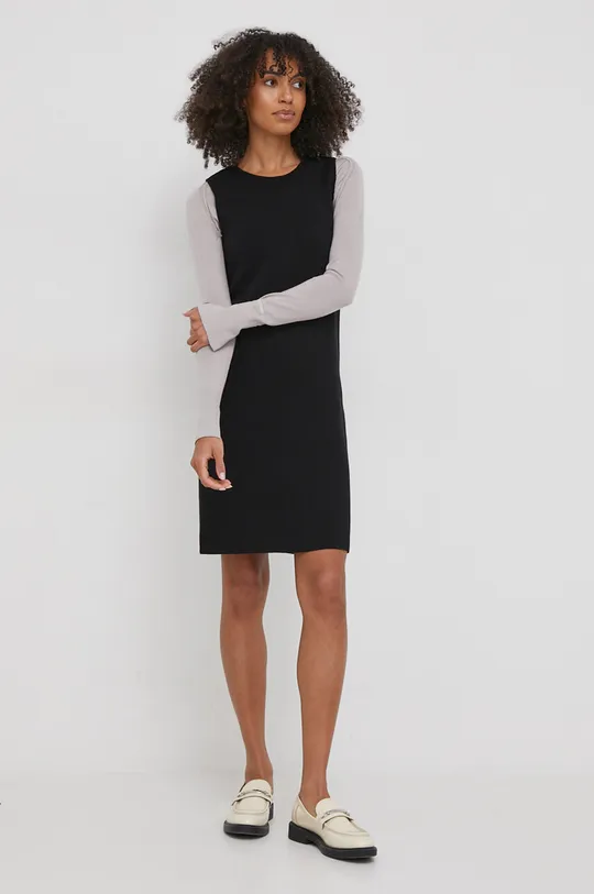 Φόρεμα από μείγμα μαλλιού Calvin Klein μαύρο