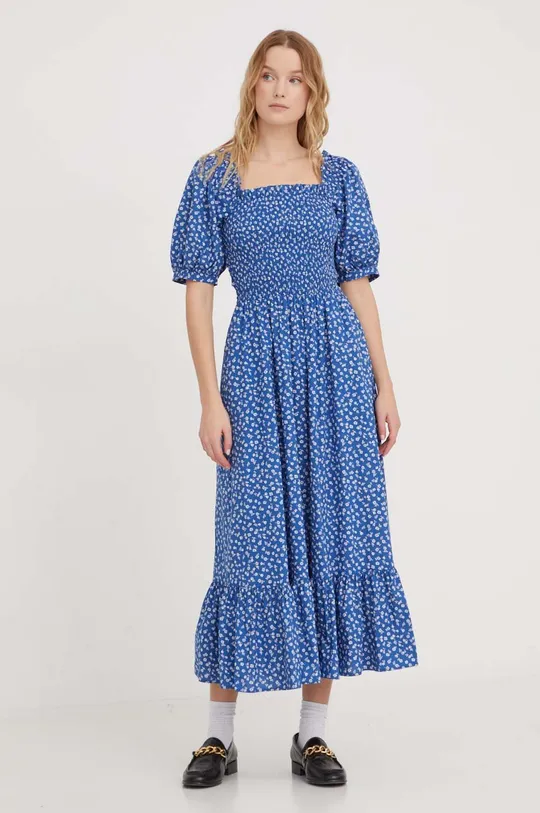 Pamučna haljina Polo Ralph Lauren plava