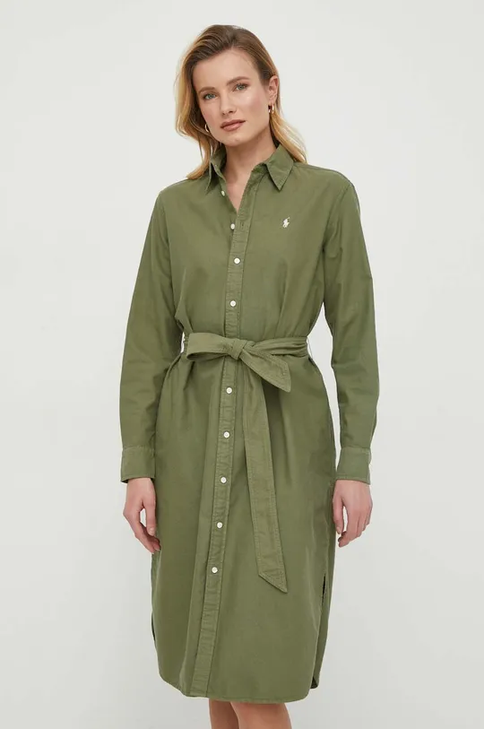 зелений Бавовняна сукня Polo Ralph Lauren Жіночий