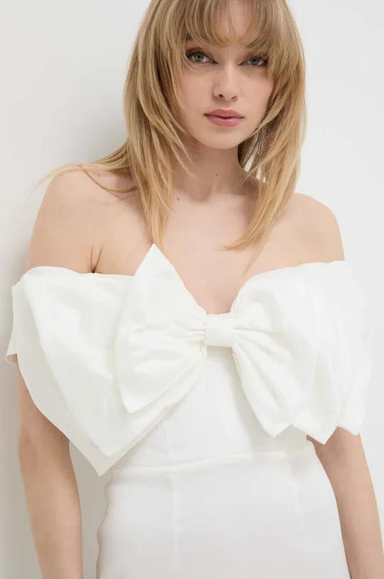 λευκό Φόρεμα Bardot MINI BOW