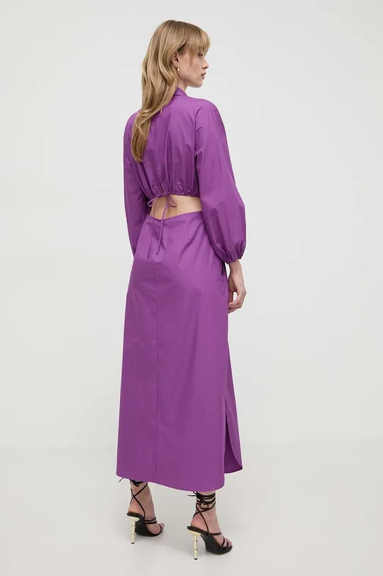 Bombažna obleka Twinset vijolična
