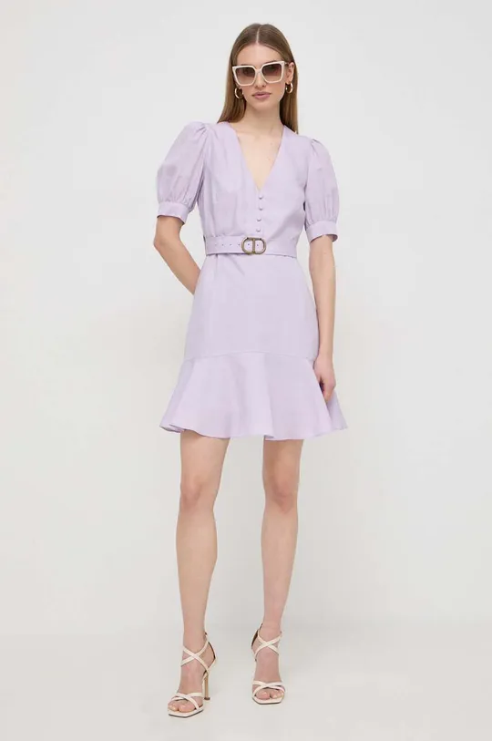 Сукня з домішкою льону Twinset фіолетовий