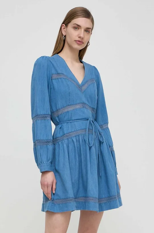 modra Bombažna obleka Twinset Ženski