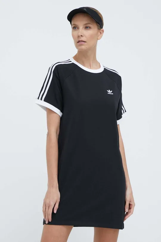 čierna Šaty adidas Originals 3-Stripes Raglan Dámsky