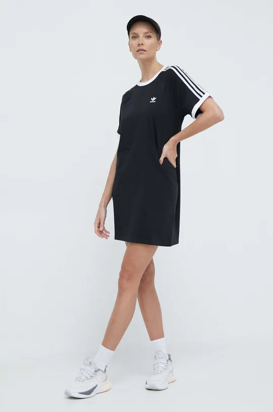 Φόρεμα adidas Originals 3-Stripes Raglan μαύρο