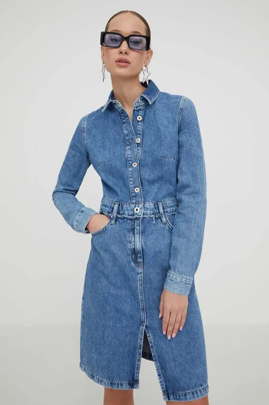 modra Jeans obleka Karl Lagerfeld Jeans Ženski