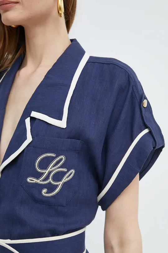 blu navy Luisa Spagnoli vestito con aggiunta di lino PARENTE