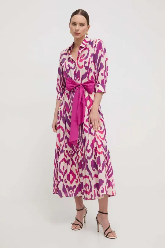 roza Bombažna obleka Luisa Spagnoli Ženski