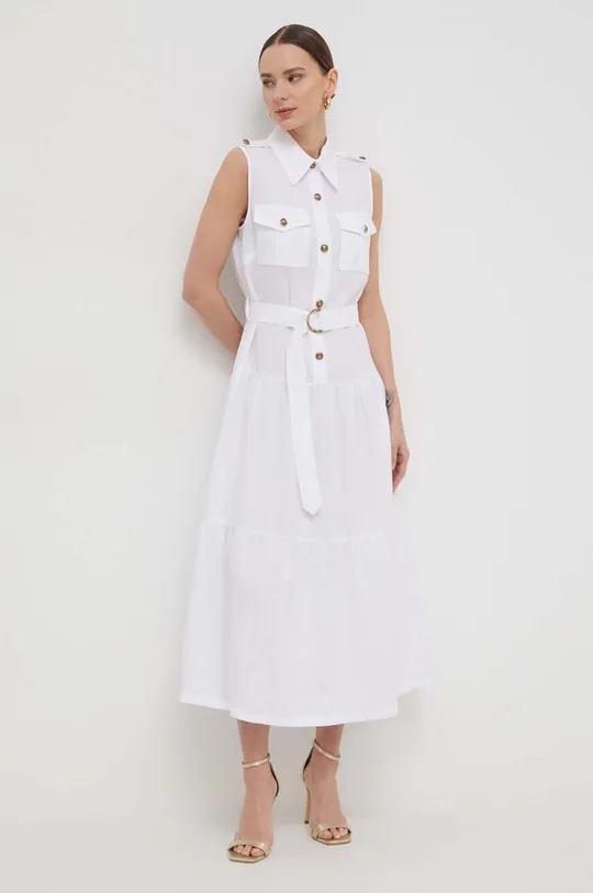 λευκό Λινό φόρεμα Luisa Spagnoli Γυναικεία