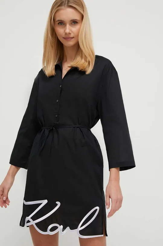 crna Pamučna haljina za plažu Karl Lagerfeld Ženski