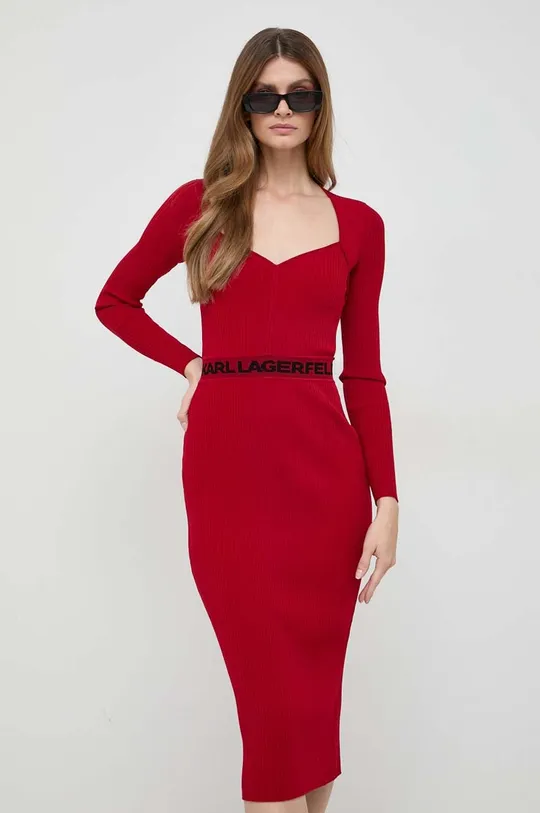 rdeča Obleka Karl Lagerfeld Ženski