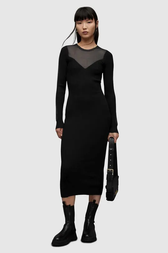 czarny AllSaints sukienka Flete