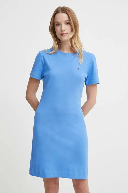 plava Pamučna haljina Tommy Hilfiger Ženski