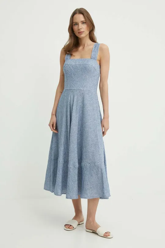 modrá Bavlnené šaty Lauren Ralph Lauren Dámsky