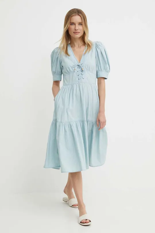 Rifľové šaty Lauren Ralph Lauren modrá