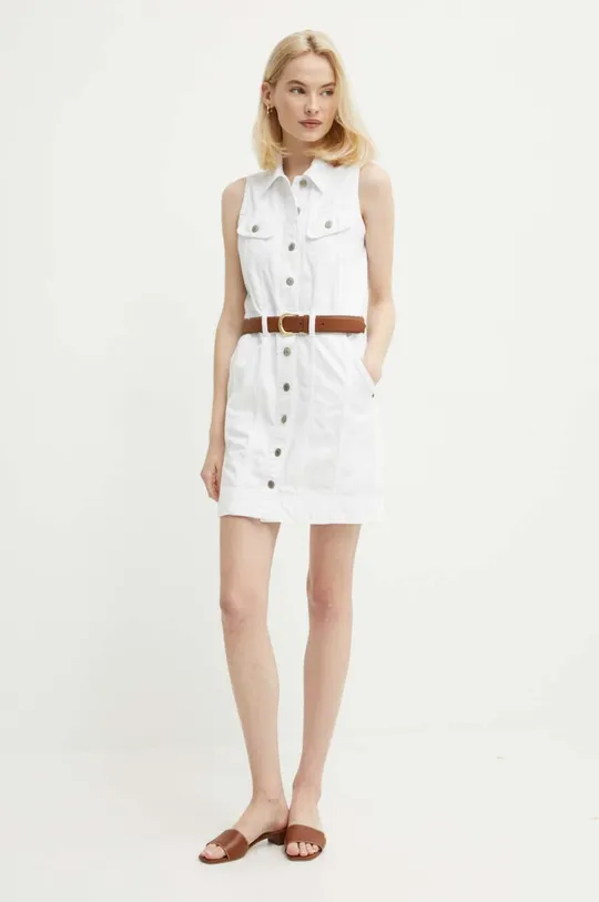 Φόρεμα τζιν Lauren Ralph Lauren λευκό
