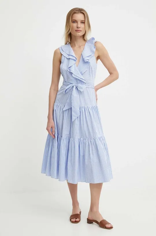 Bavlnené šaty Lauren Ralph Lauren modrá