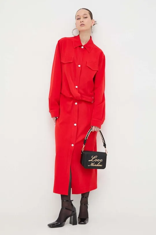 rdeča Obleka Moschino Jeans Ženski