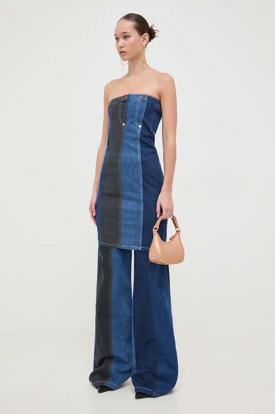 Rifľové šaty Moschino Jeans modrá