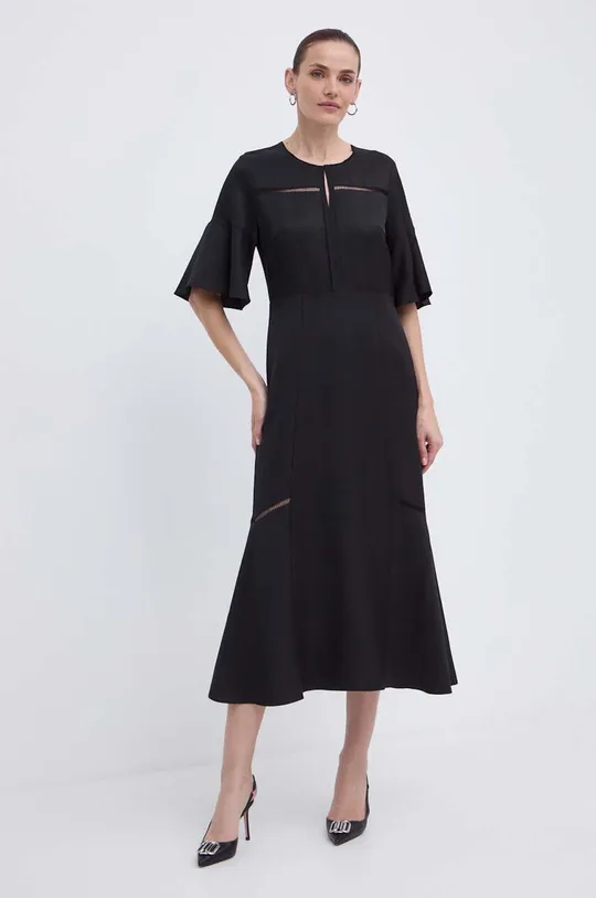 чорний Сукня з домішкою льону BOSS Жіночий