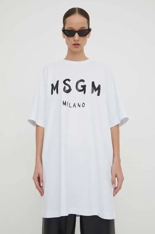 λευκό Βαμβακερό φόρεμα MSGM Γυναικεία