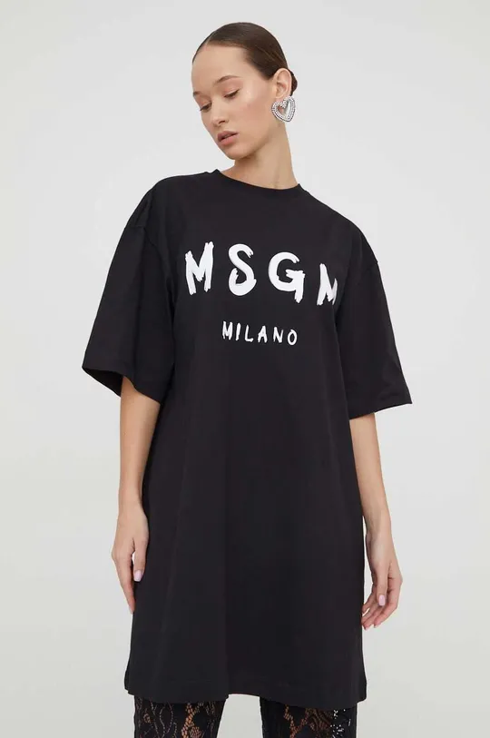 Βαμβακερό φόρεμα MSGM μαύρο