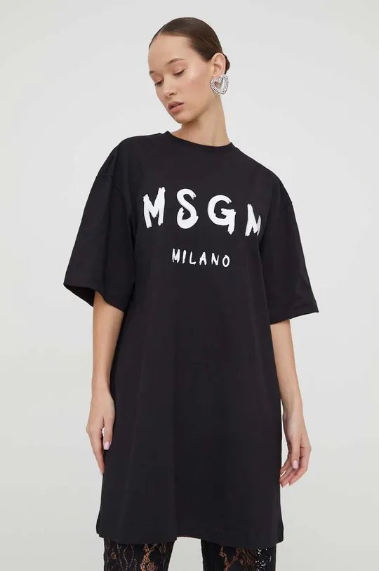 Bombažna obleka MSGM črna