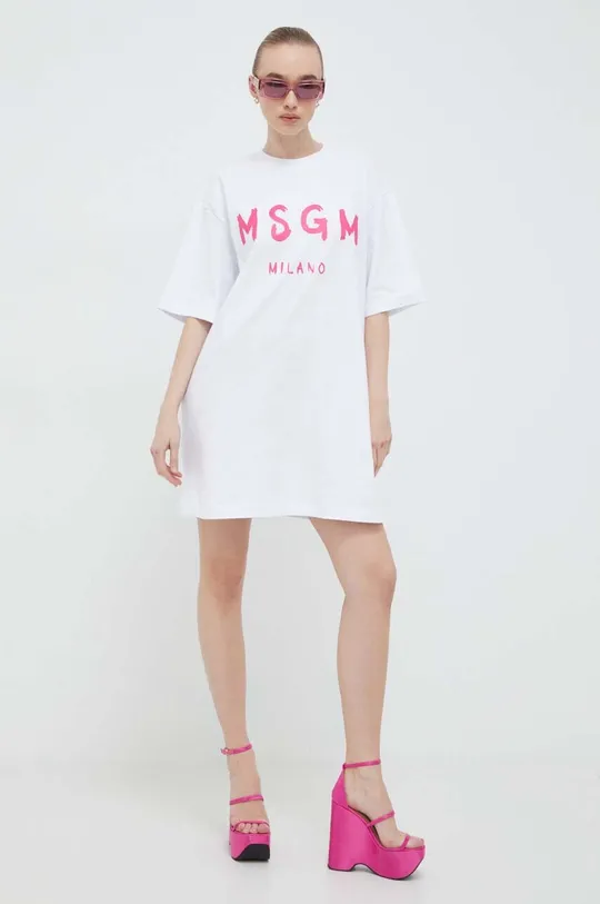 λευκό Βαμβακερό φόρεμα MSGM Γυναικεία
