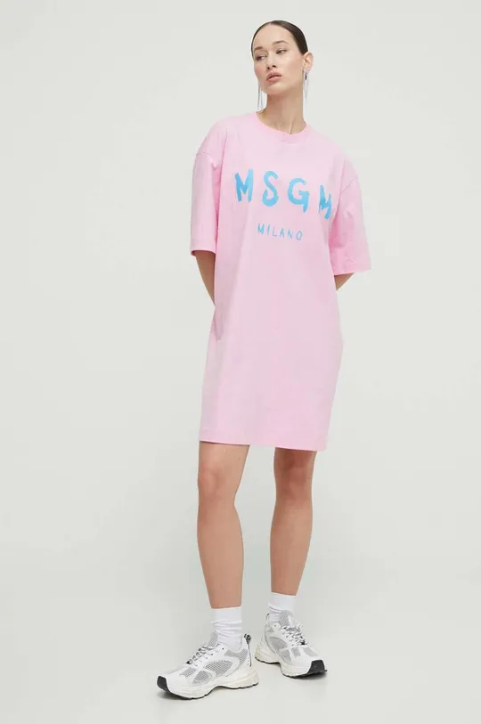 Βαμβακερό φόρεμα MSGM ροζ