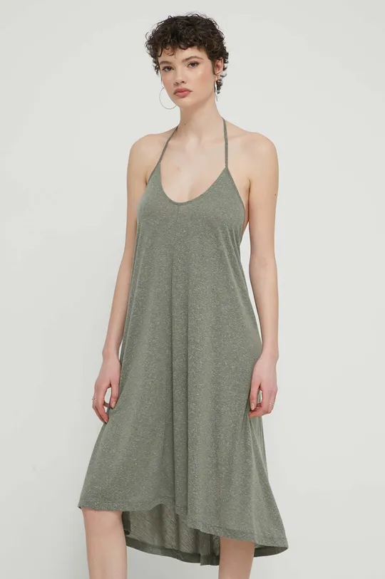 zelená Šaty s prímesou ľanu Roxy Dámsky