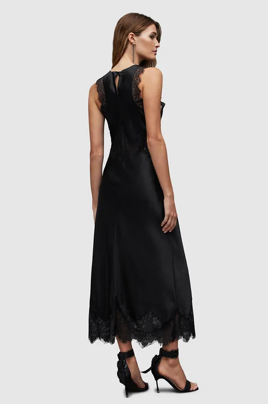 fekete AllSaints selyemkeverékes ruha Alula