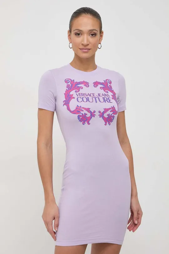 vijolična Bombažna obleka Versace Jeans Couture Ženski