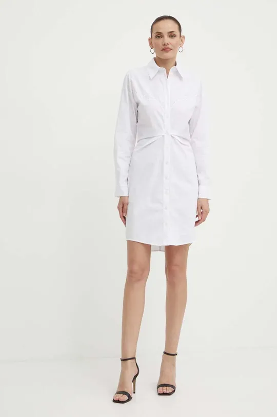 Βαμβακερό φόρεμα Pinko λευκό