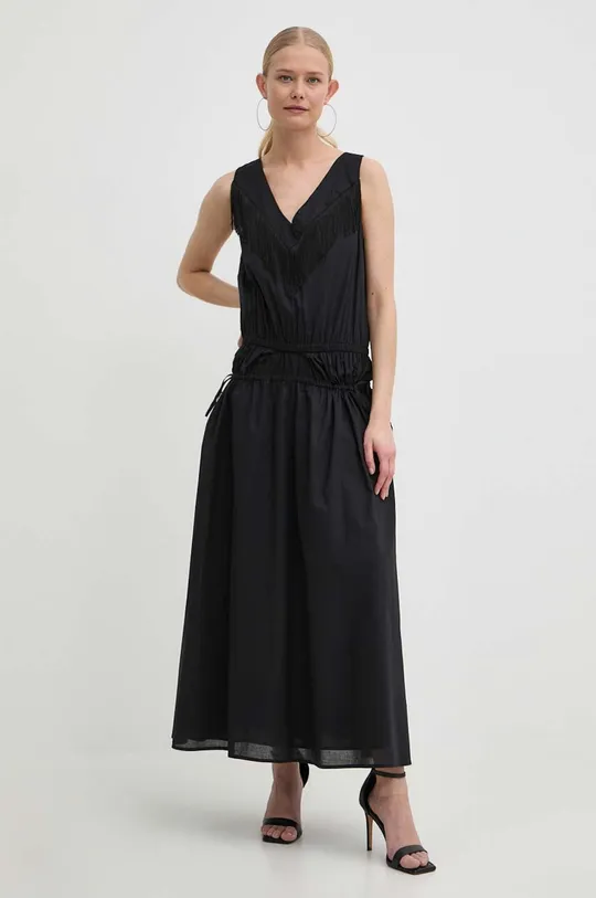 μαύρο Βαμβακερό φόρεμα Pinko Γυναικεία