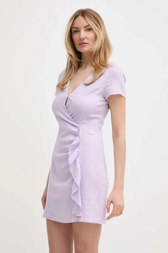 ljubičasta Lanena haljina Armani Exchange Ženski