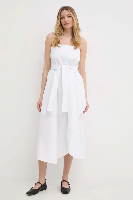 Pamučna haljina Armani Exchange bijela
