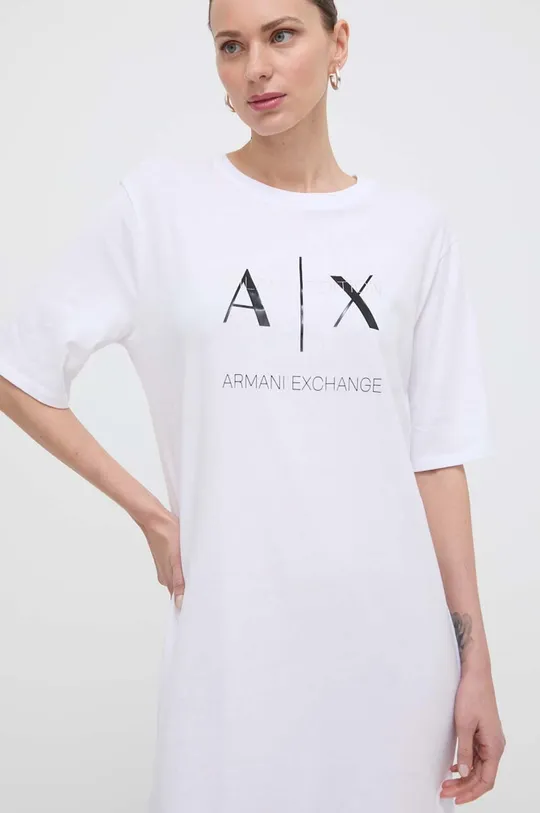 Βαμβακερό φόρεμα Armani Exchange λευκό